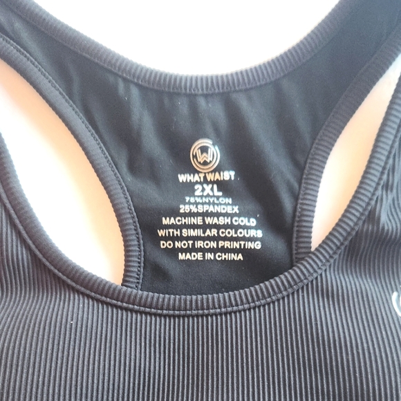 🏷️WHAT WAIST Skin Sports Medium Support Bra Ribbed Black 2XL - Picture 2 of 4